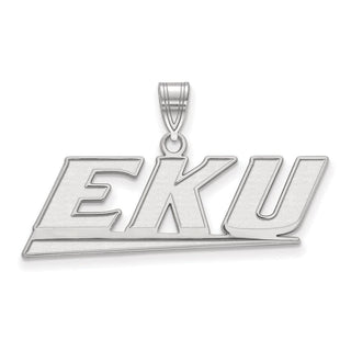 Sterling Silver Rhodium-plated LogoArt Eastern Kentucky University E-K-U Medium Pendant