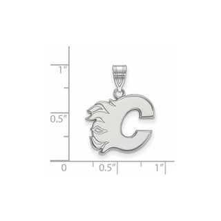 14k White Gold NHL LogoArt Calgary Flames Letter C Medium Pendant