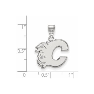 10k White Gold NHL LogoArt Calgary Flames Letter C Medium Pendant