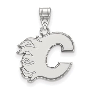 14k White Gold NHL LogoArt Calgary Flames Letter C Medium Pendant