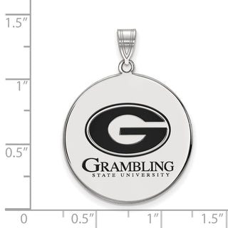 Sterling Silver Rhodium-plated LogoArt Grambling State University Extra Large Enameled Disc Pendant
