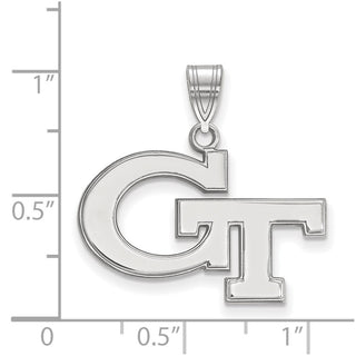 Sterling Silver Rhodium-plated LogoArt Georgia Institute of Technology G-T Medium Pendant