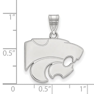 Sterling Silver Rhodium-plated LogoArt Kansas State University Wildcat Medium Pendant