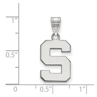 Sterling Silver Rhodium-plated LogoArt Michigan State University Letter S Medium Pendant