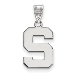 Sterling Silver Rhodium-plated LogoArt Michigan State University Letter S Medium Pendant