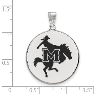 Sterling Silver Rhodium-plated LogoArt McNeese State University Extra Large Enameled Disc Pendant