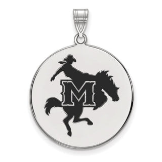 Sterling Silver Rhodium-plated LogoArt McNeese State University Extra Large Enameled Disc Pendant