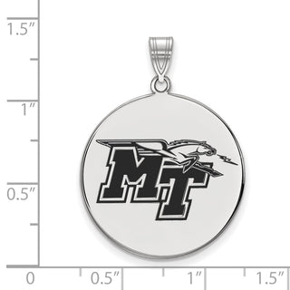Sterling Silver Rhodium-plated LogoArt Middle Tennessee State University M-T Extra Large Enameled Disc Pendant