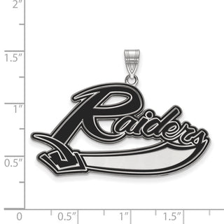 Sterling Silver Rhodium-plated LogoArt Mt Union College Raiders Extra Large Enameled Pendant