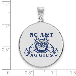 Sterling Silver Rhodium-plated LogoArt North Carolina A and T Aggies Extra Large Enameled Disc Pendant