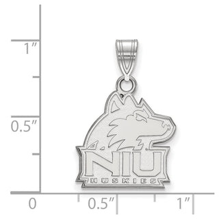 Sterling Silver Rhodium-plated LogoArt Northern Illinois University N-I-U Huskies Medium Pendant