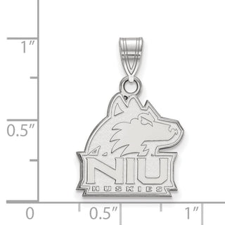 Sterling Silver Rhodium-plated LogoArt Northern Illinois University N-I-U Huskies Medium Pendant