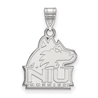 Sterling Silver Rhodium-plated LogoArt Northern Illinois University N-I-U Huskies Medium Pendant