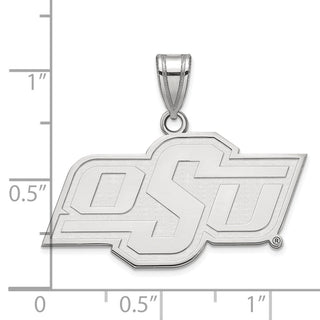 14k White Gold LogoArt Oklahoma State University O-S-U Medium Pendant