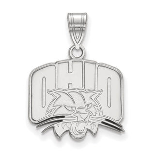 Sterling Silver Rhodium-plated LogoArt Ohio University Medium Pendant