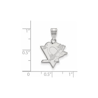 Sterling Silver Rhodium-plated NHL LogoArt Pittsburgh Penguins Medium Pendant