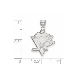 Sterling Silver Rhodium-plated NHL LogoArt Pittsburgh Penguins Medium Pendant