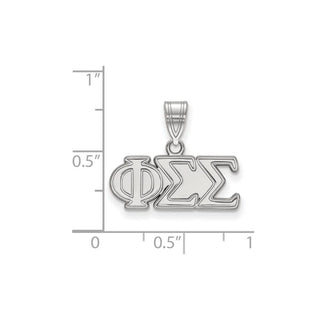 Sterling Silver Rhodium-plated LogoArt Phi Sigma Sigma Sorority Greek Letters Medium Pendant