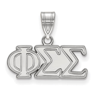 Sterling Silver Rhodium-plated LogoArt Phi Sigma Sigma Sorority Greek Letters Medium Pendant