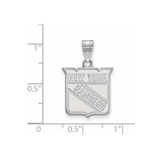 14k White Gold NHL LogoArt New York Rangers Medium Pendant