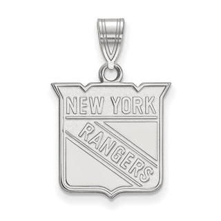 Sterling Silver Rhodium-plated NHL LogoArt New York Rangers Medium Pendant