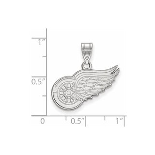 Sterling Silver Rhodium-plated NHL LogoArt Detroit Red Wings Medium Pendant