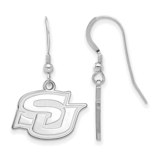 Sterling Silver Rhodium-plated LogoArt Southern University Jaguars Small Dangle Wire Earrings
