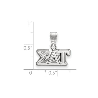 Sterling Silver Rhodium-plated LogoArt Sigma Delta Tau Sorority Greek Letters Medium Pendant