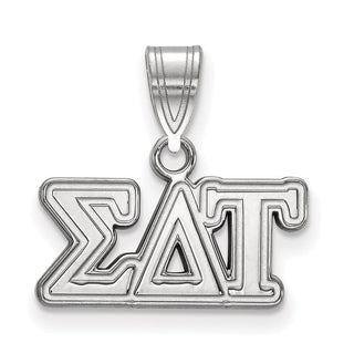 Sterling Silver Rhodium-plated LogoArt Sigma Delta Tau Sorority Greek Letters Medium Pendant
