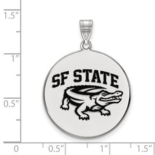 Sterling Silver Rhodium-plated LogoArt San Francisco State University Extra Large Enameled Disc Pendant