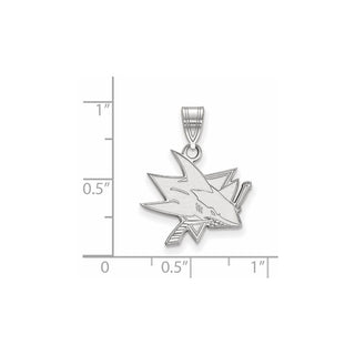 Sterling Silver Rhodium-plated NHL LogoArt San Jose Sharks Medium Pendant