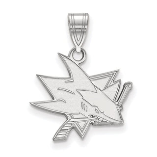 Sterling Silver Rhodium-plated NHL LogoArt San Jose Sharks Medium Pendant
