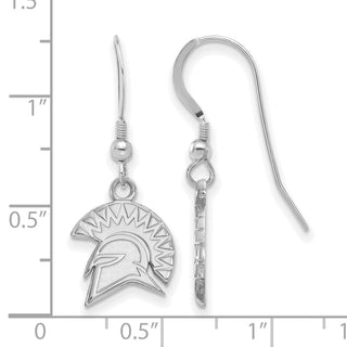 Sterling Silver Rhodium-plated LogoArt San Jose State University Spartan Small Dangle Wire Earrings