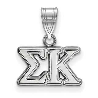 Sterling Silver Rhodium-plated LogoArt Sigma Kappa Sorority Greek Letters Medium Pendant