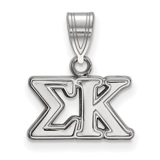 Sterling Silver Rhodium-plated LogoArt Sigma Kappa Sorority Greek Letters Medium Pendant
