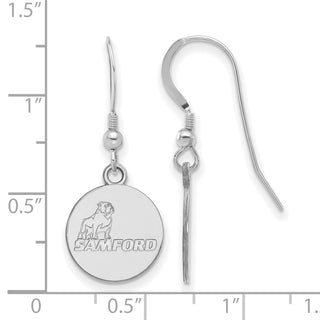 Sterling Silver Rhodium-plated LogoArt Samford University Small Dangle Wire Earrings