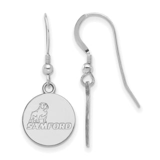 Sterling Silver Rhodium-plated LogoArt Samford University Small Dangle Wire Earrings