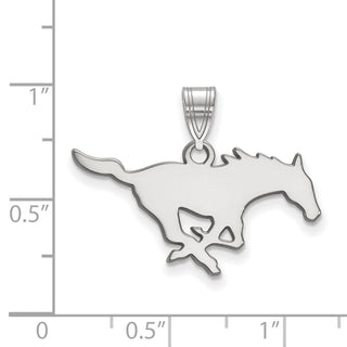 14k White Gold LogoArt Southern Methodist University Mustang Medium Pendant