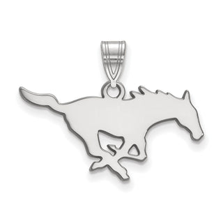 10k White Gold LogoArt Southern Methodist University Mustang Medium Pendant