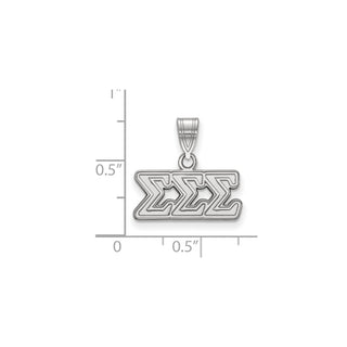 Sterling Silver Rhodium-plated LogoArt Sigma Sigma Sigma Sorority Greek Letters Medium Pendant
