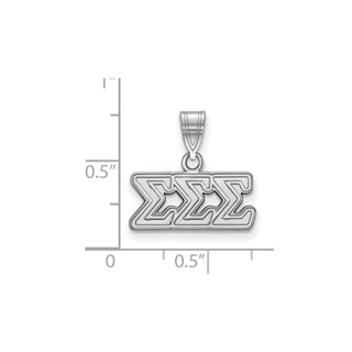 Sterling Silver Rhodium-plated LogoArt Sigma Sigma Sigma Sorority Greek Letters Medium Pendant