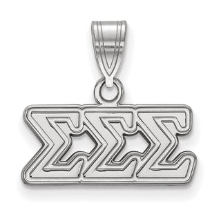 Sterling Silver Rhodium-plated LogoArt Sigma Sigma Sigma Sorority Greek Letters Medium Pendant