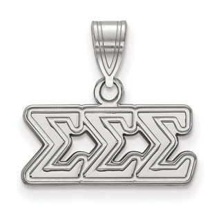 Sterling Silver Rhodium-plated LogoArt Sigma Sigma Sigma Sorority Greek Letters Medium Pendant