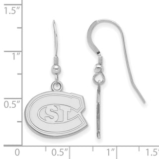 Sterling Silver Rhodium-plated LogoArt St. Cloud State University Small Dangle Wire Earrings