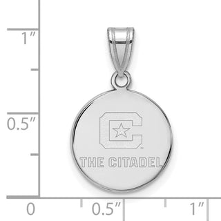 Sterling Silver Rhodium-plated LogoArt The Citadel Medium Pendant SS003TCI