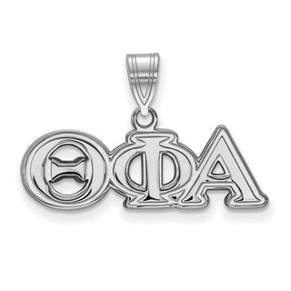 Sterling Silver Rhodium-plated LogoArt Theta Phi Alpha Sorority Greek Letters Medium Pendant