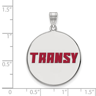 Sterling Silver Rhodium-plated LogoArt Transylvania University Extra Large Enameled Disc Pendant