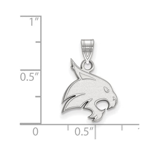 Sterling Silver Rhodium-plated LogoArt Texas State University Bobcat Medium Pendant
