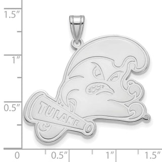 14k White Gold LogoArt Tulane University Extra Large Pendant
