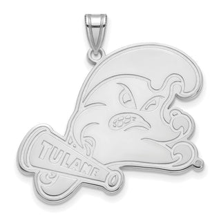 14k White Gold LogoArt Tulane University Extra Large Pendant